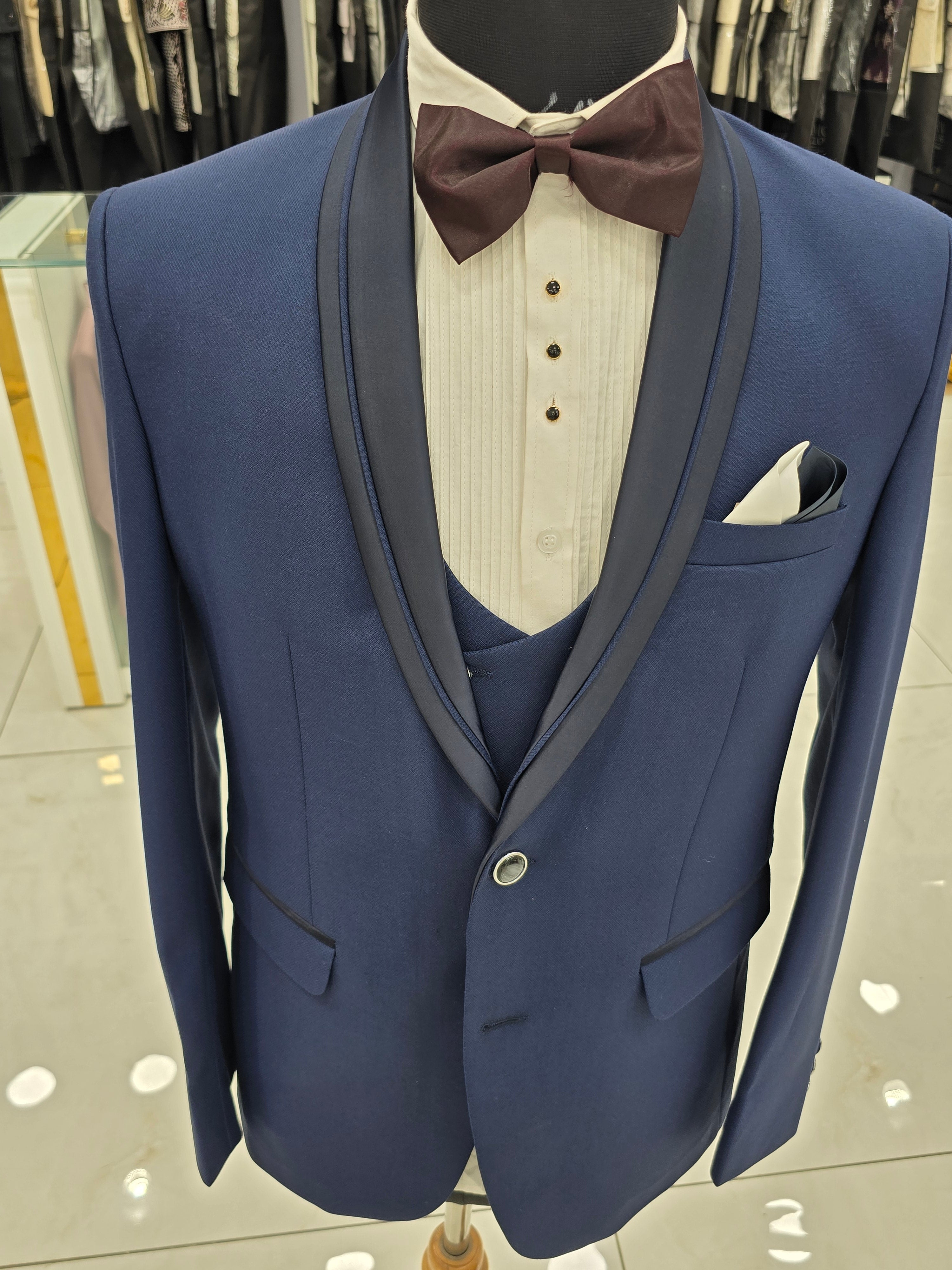 Blue wedding tuxedo