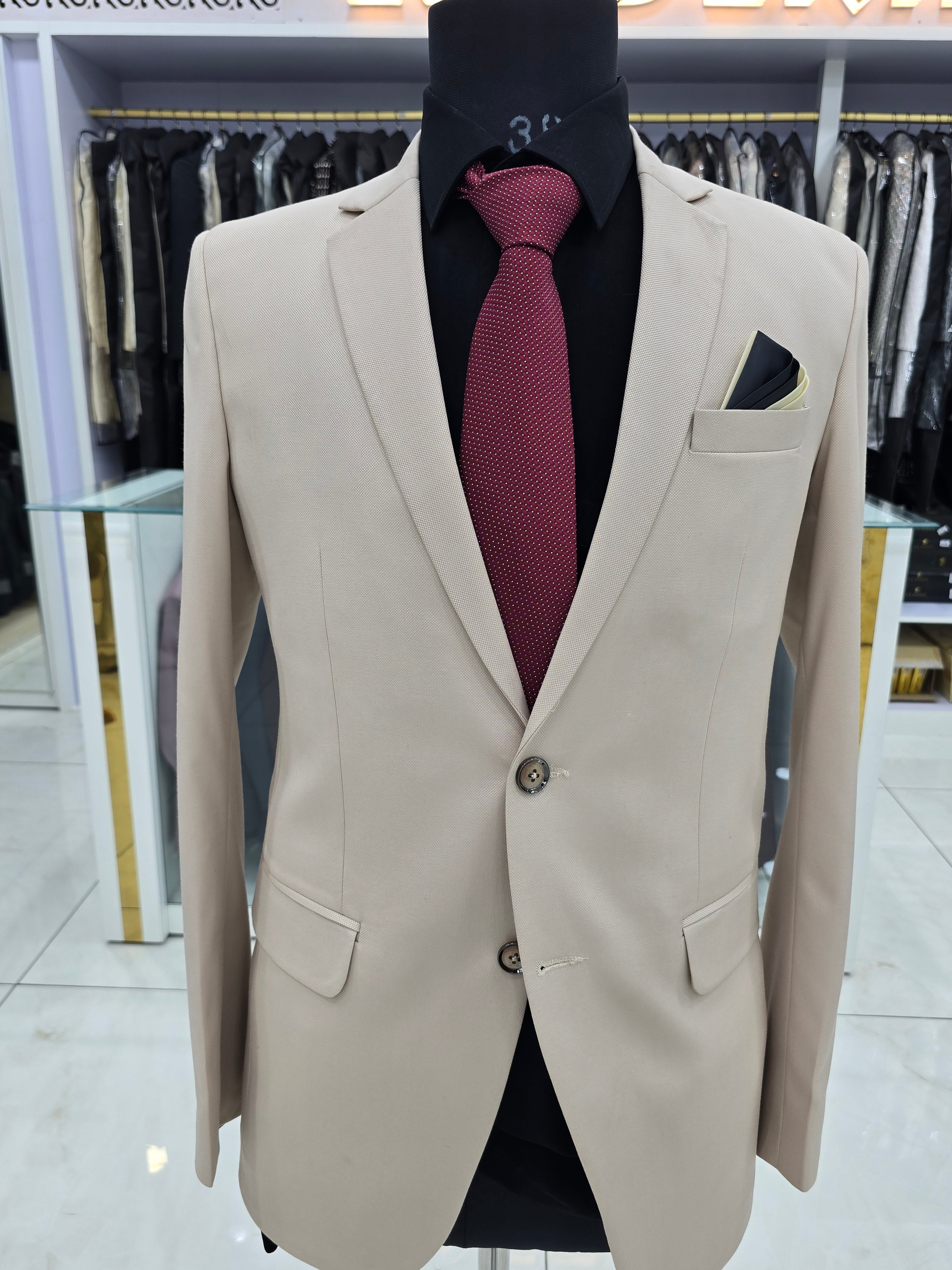 Men's beige colored classic suit