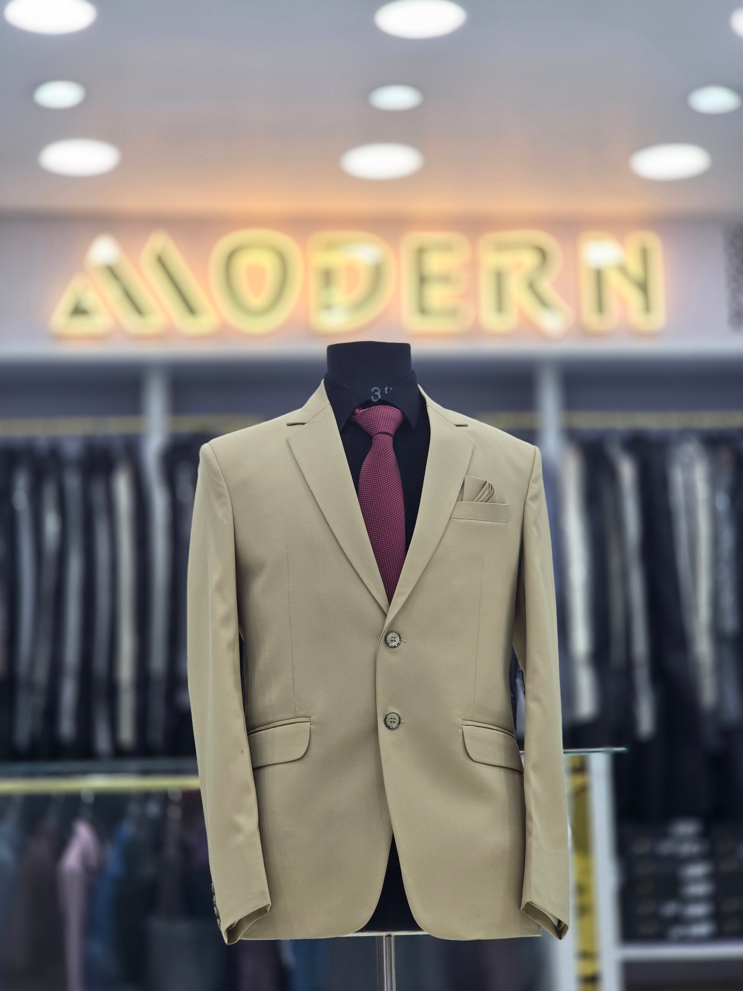 Classic beach colour two piece formal suit with blazer and pants