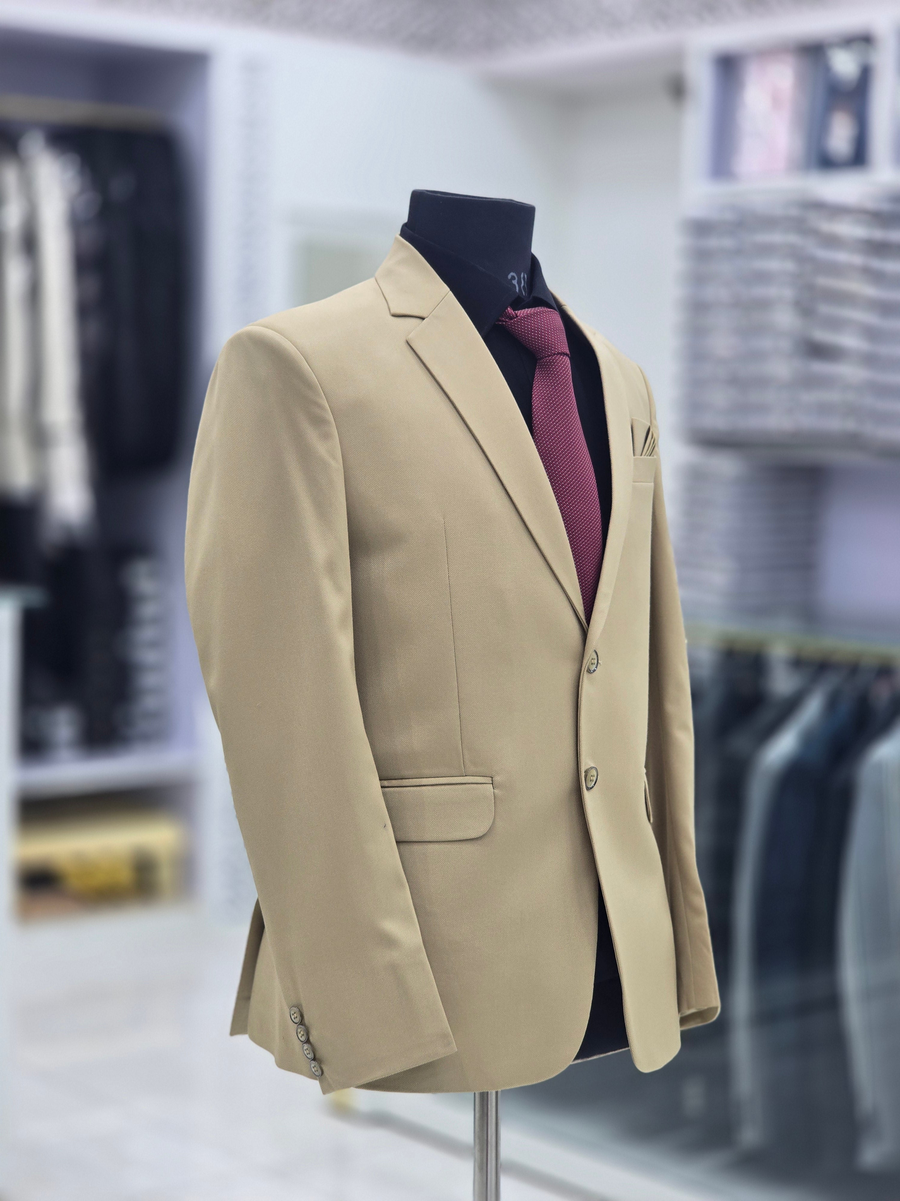 Classic beach colour two piece formal suit with blazer and pants