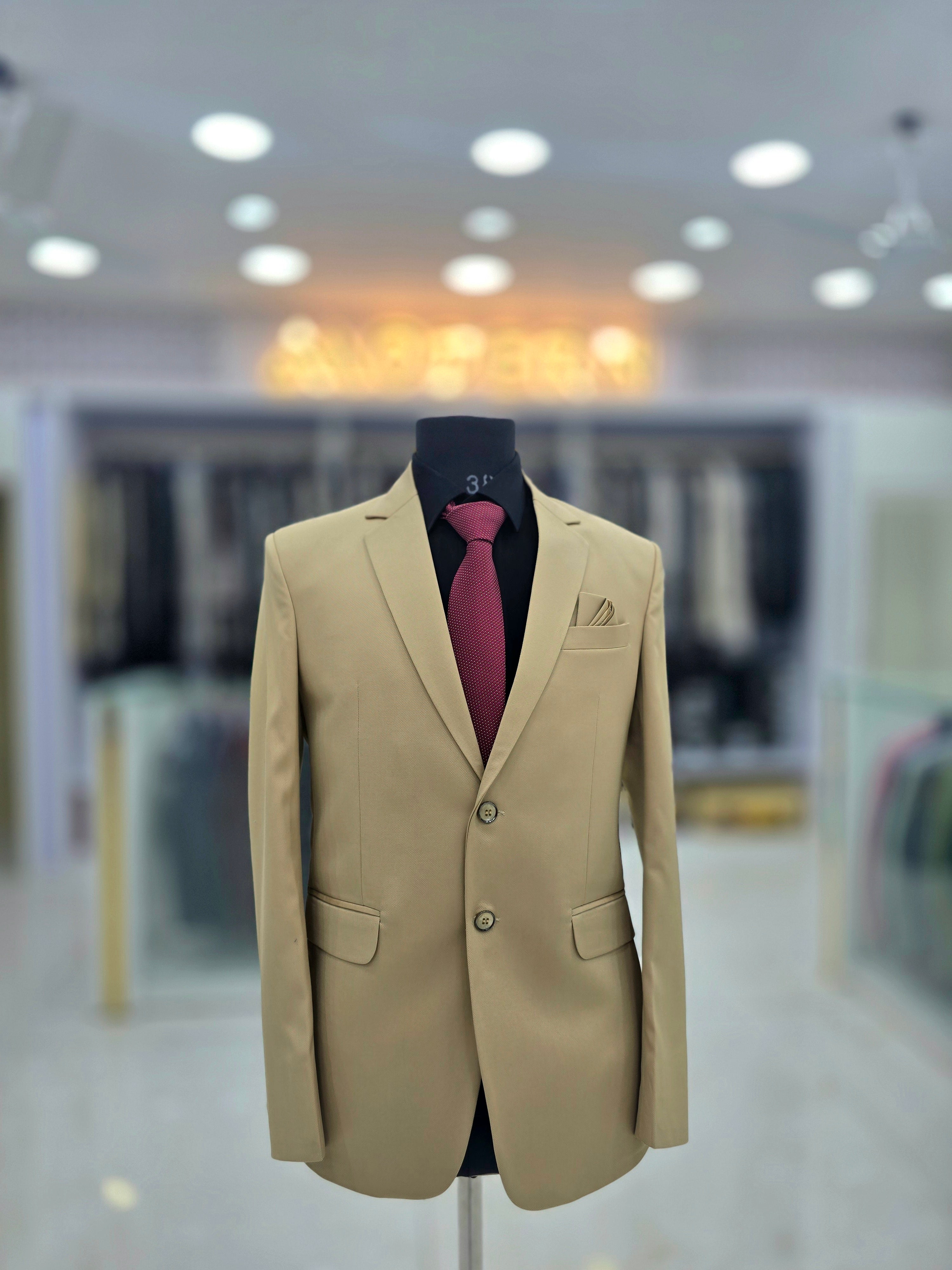 Classic beach colour two piece formal suit with blazer and pants