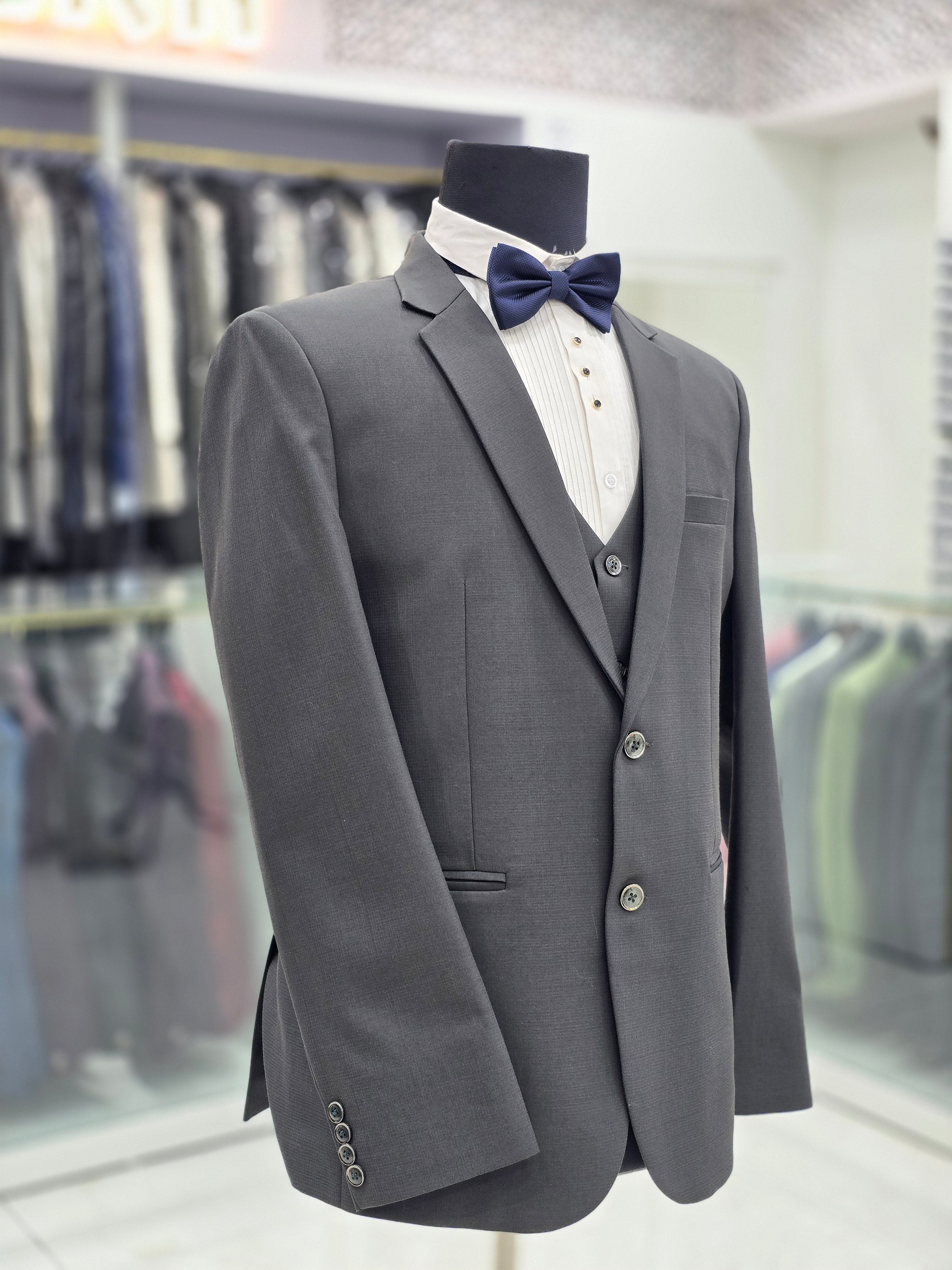 Ivory grey coloured formal suit 3 piece with pants blazer and waistcoat
