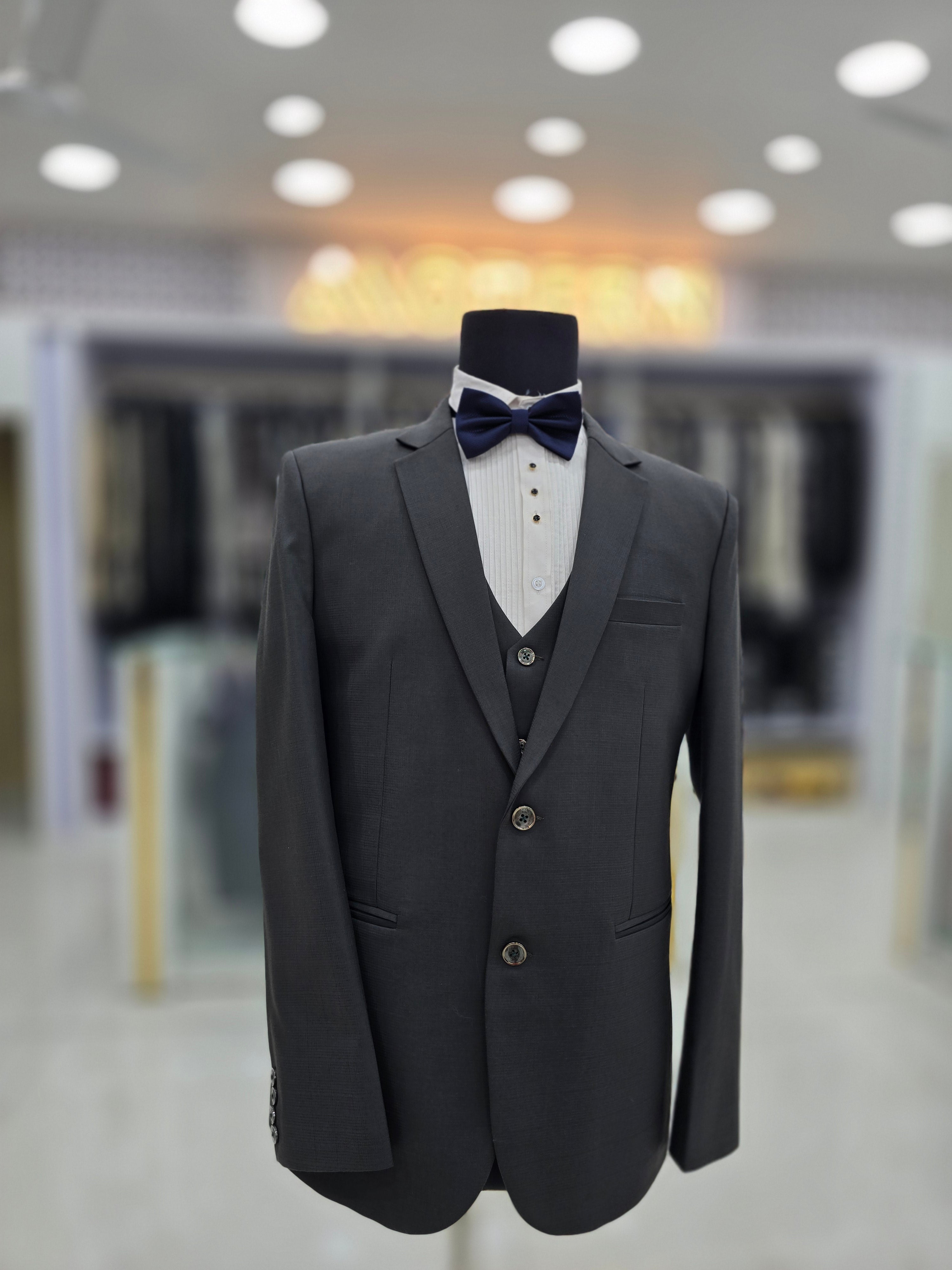 Ivory grey coloured formal suit 3 piece with pants blazer and waistcoat