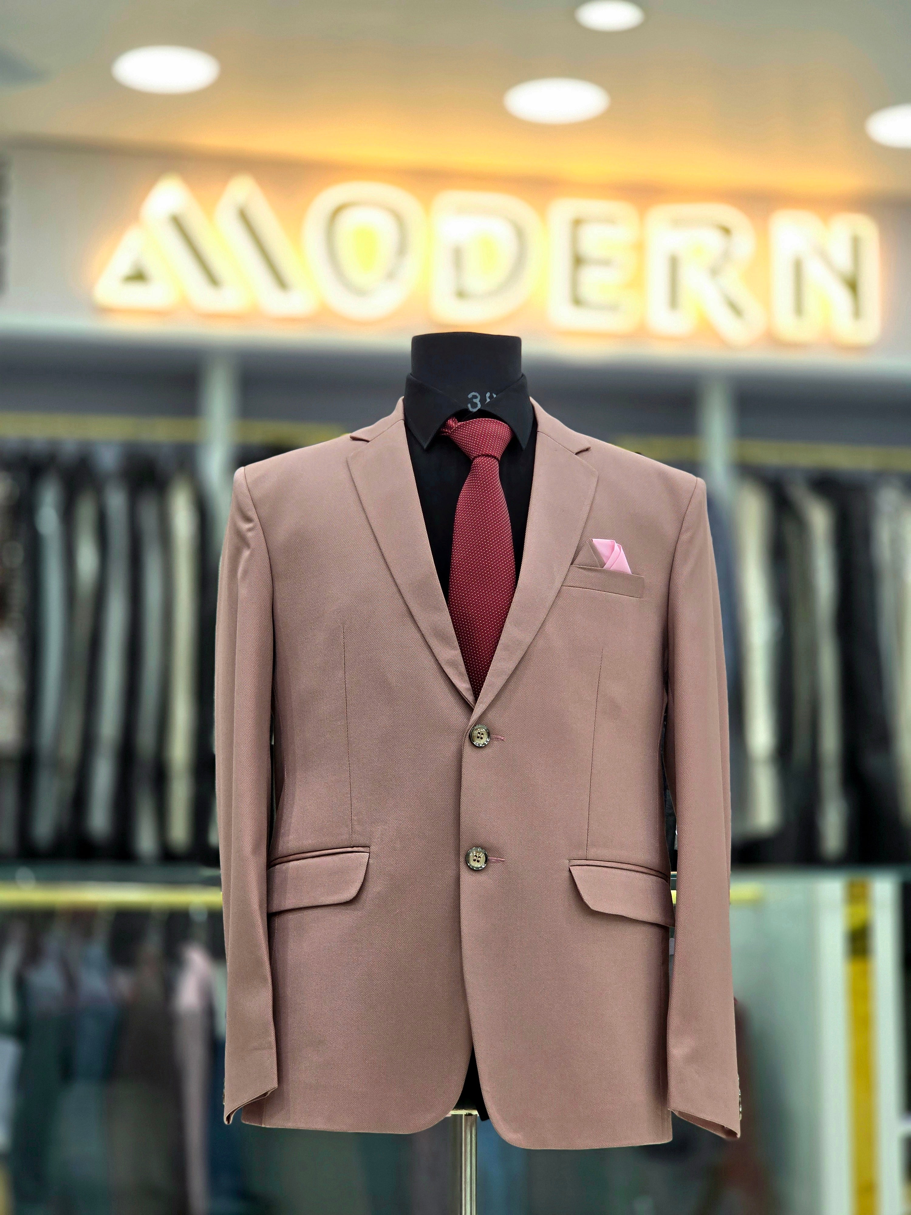 Peach colour formal two piece suit with pants and blazer