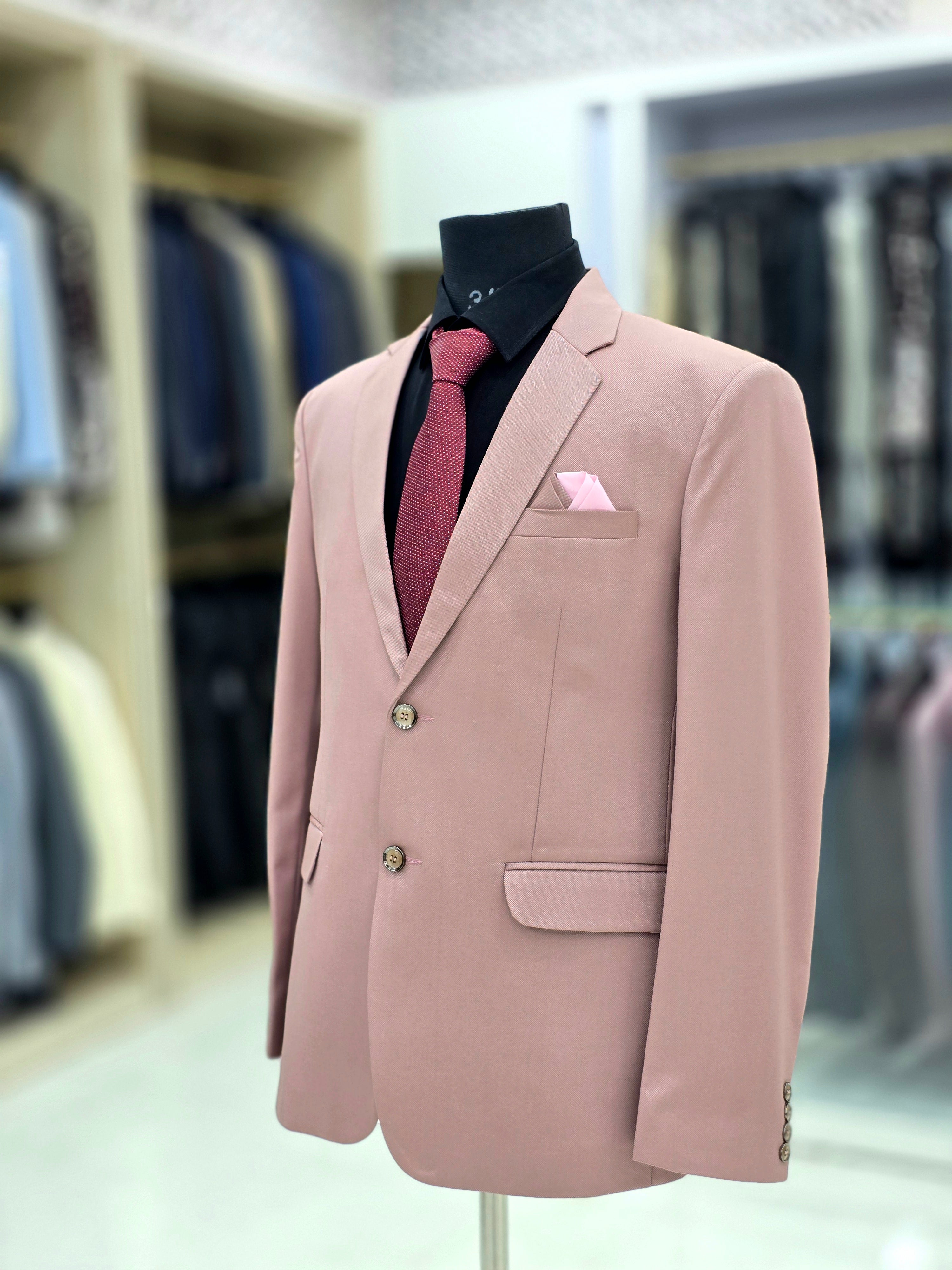 Peach colour formal two piece suit with pants and blazer