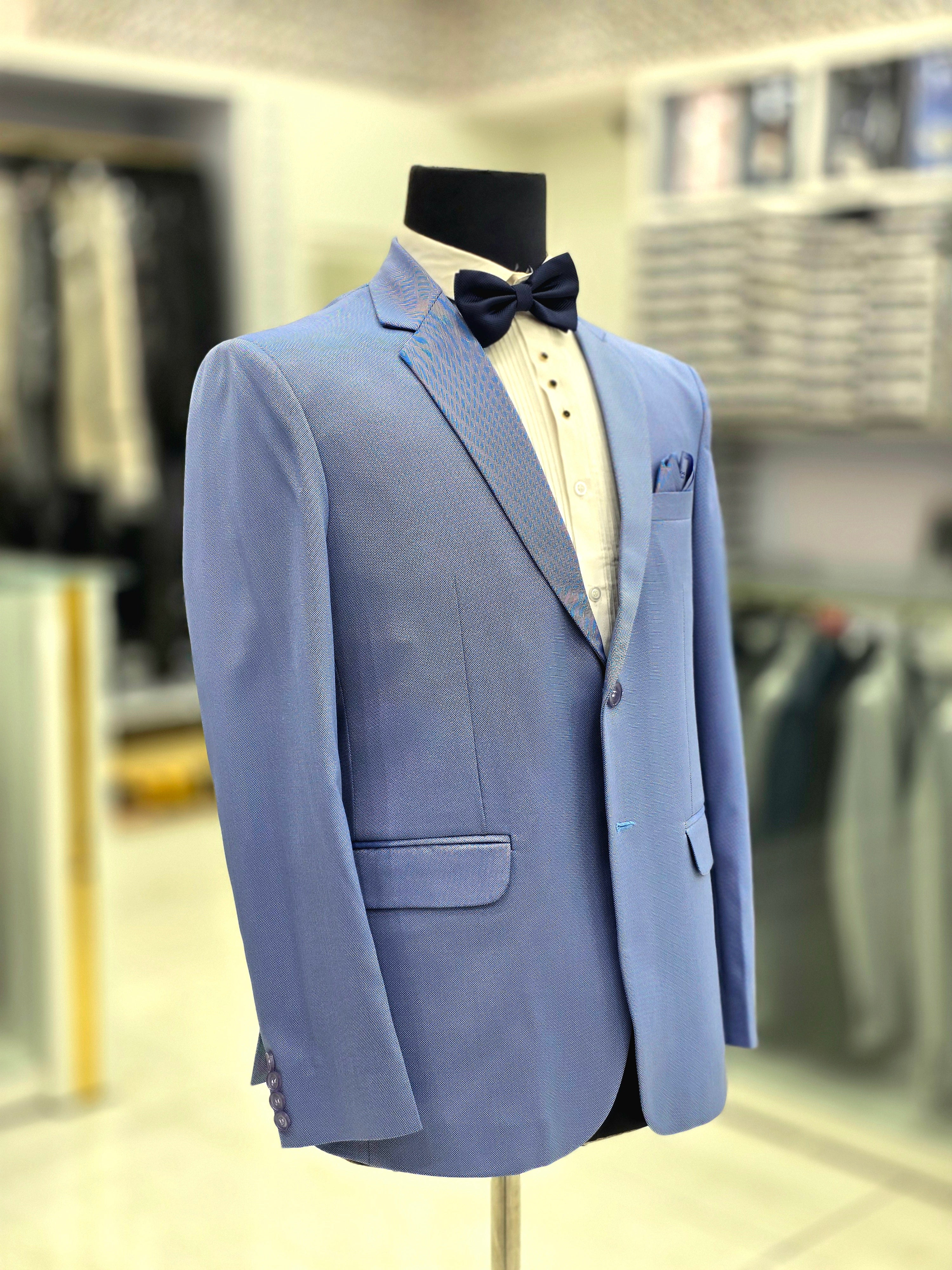 Sky blue colour formal two piece suit with pants and blazer