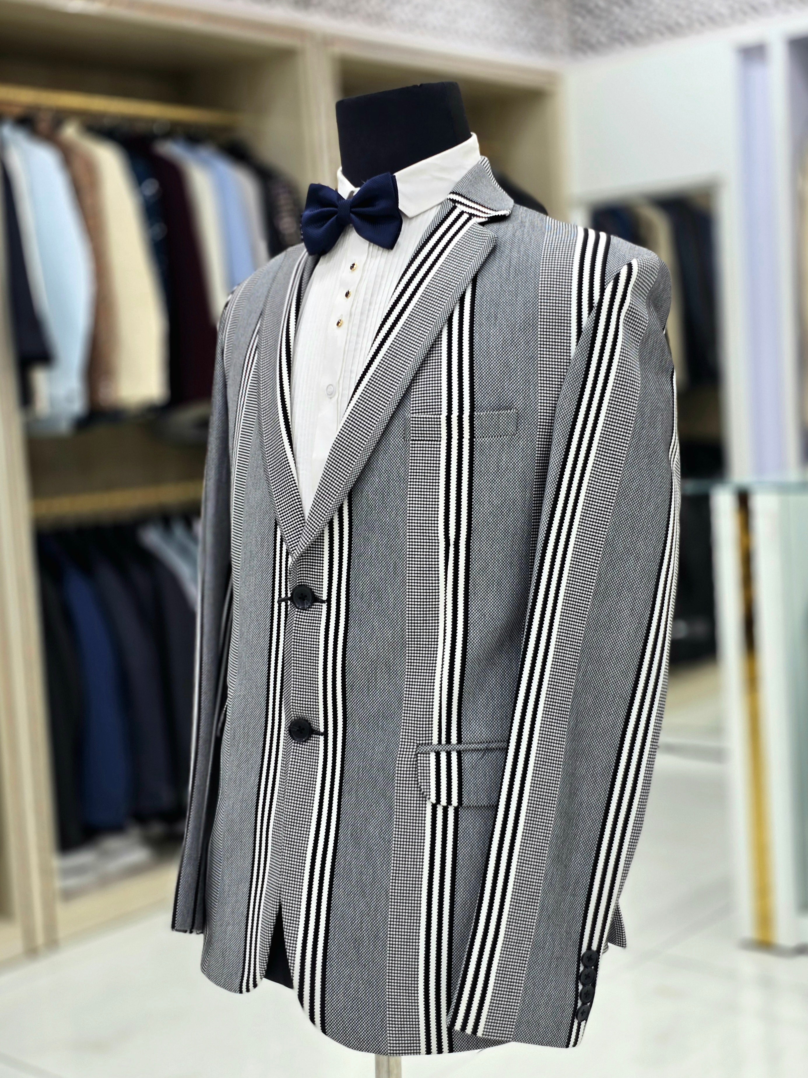 Zebra inspired grey coloured lining blazer