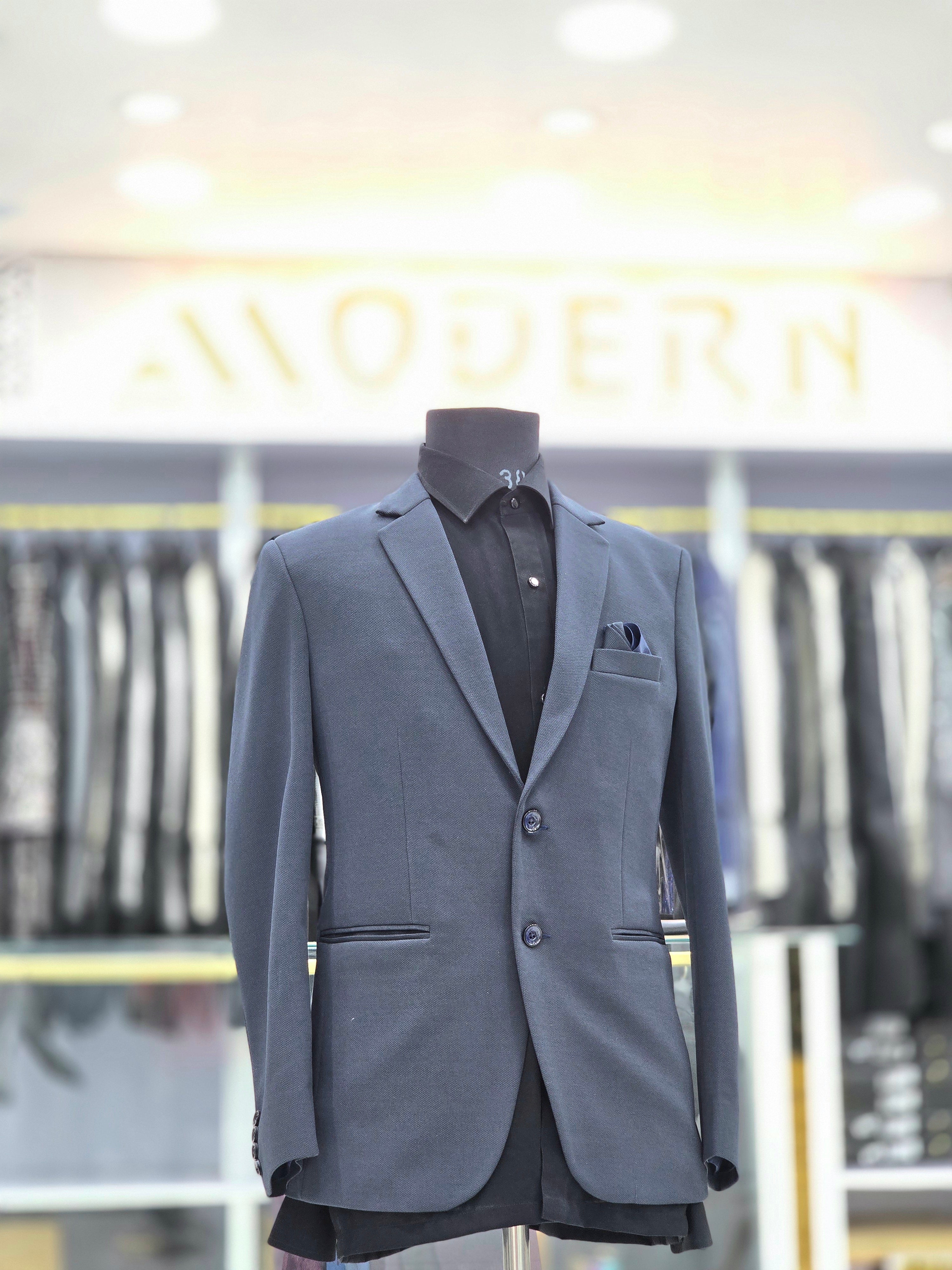Classic grey formal three piece suit with pants blazer and waistcoat