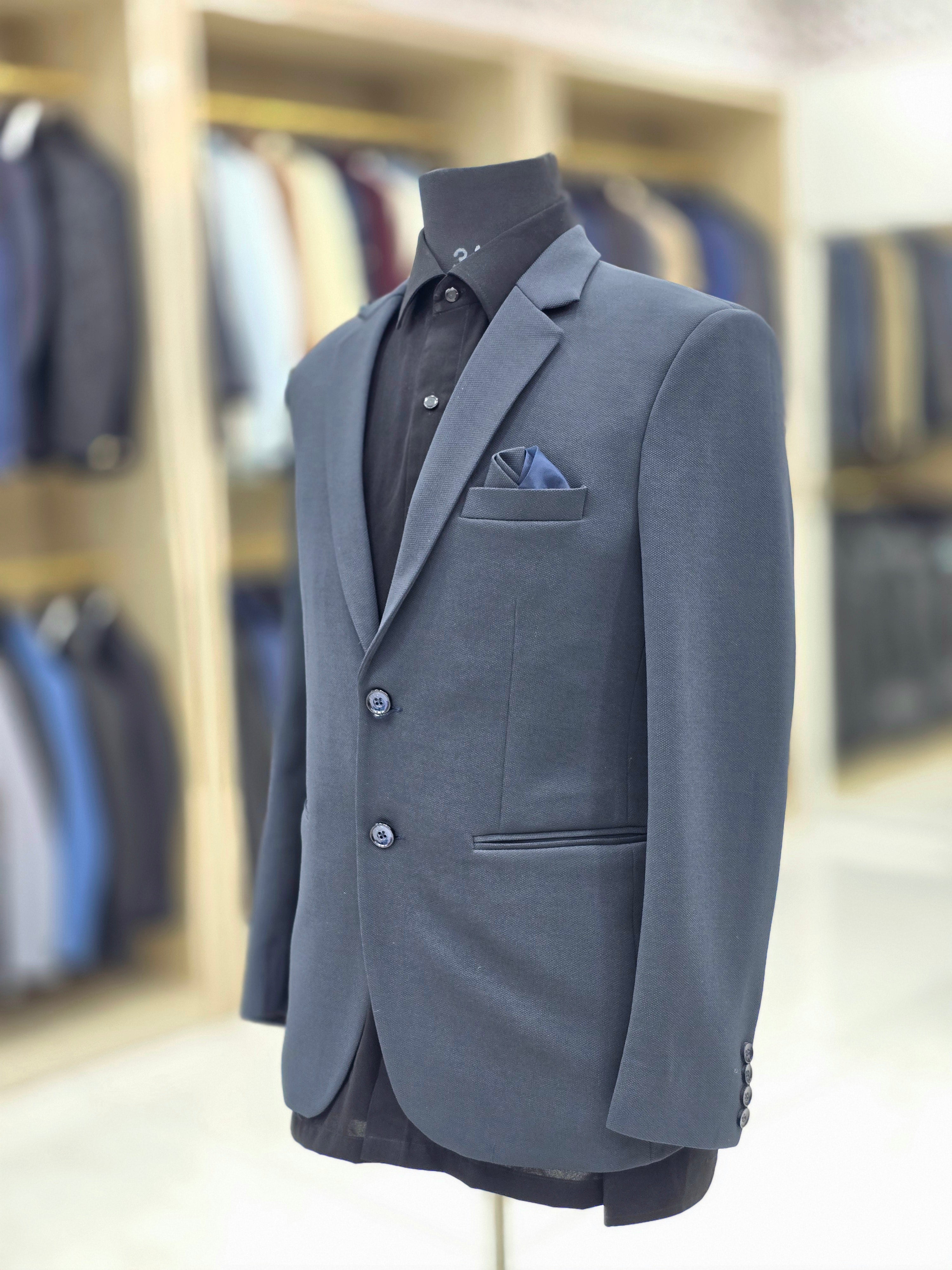 Classic grey formal three piece suit with pants blazer and waistcoat