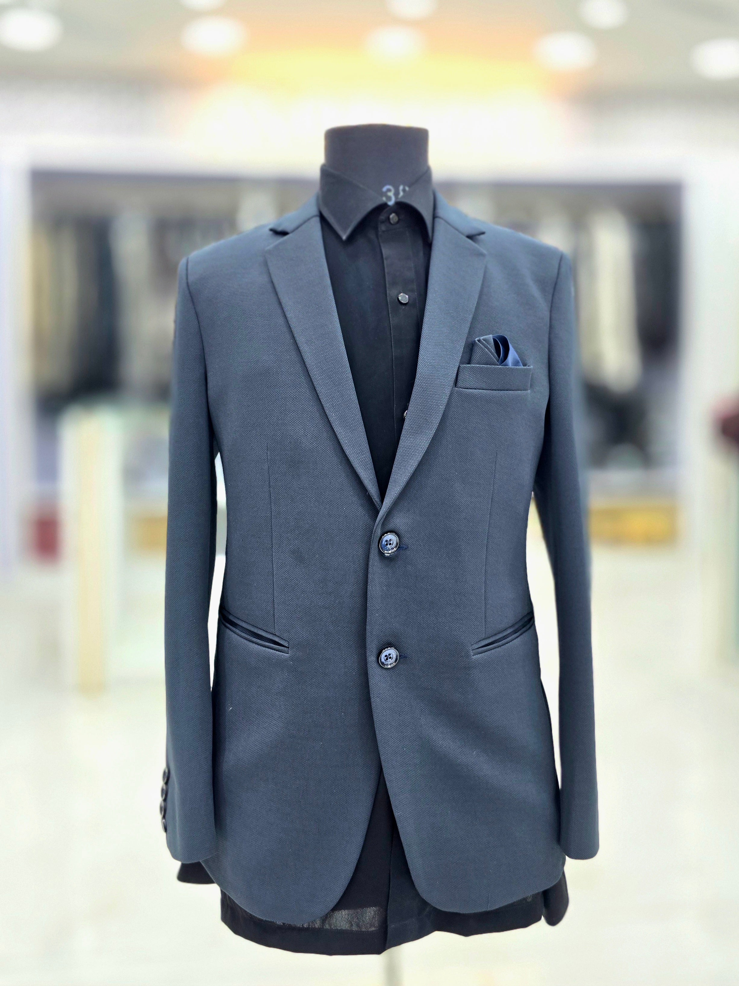 Classic grey formal three piece suit with pants blazer and waistcoat