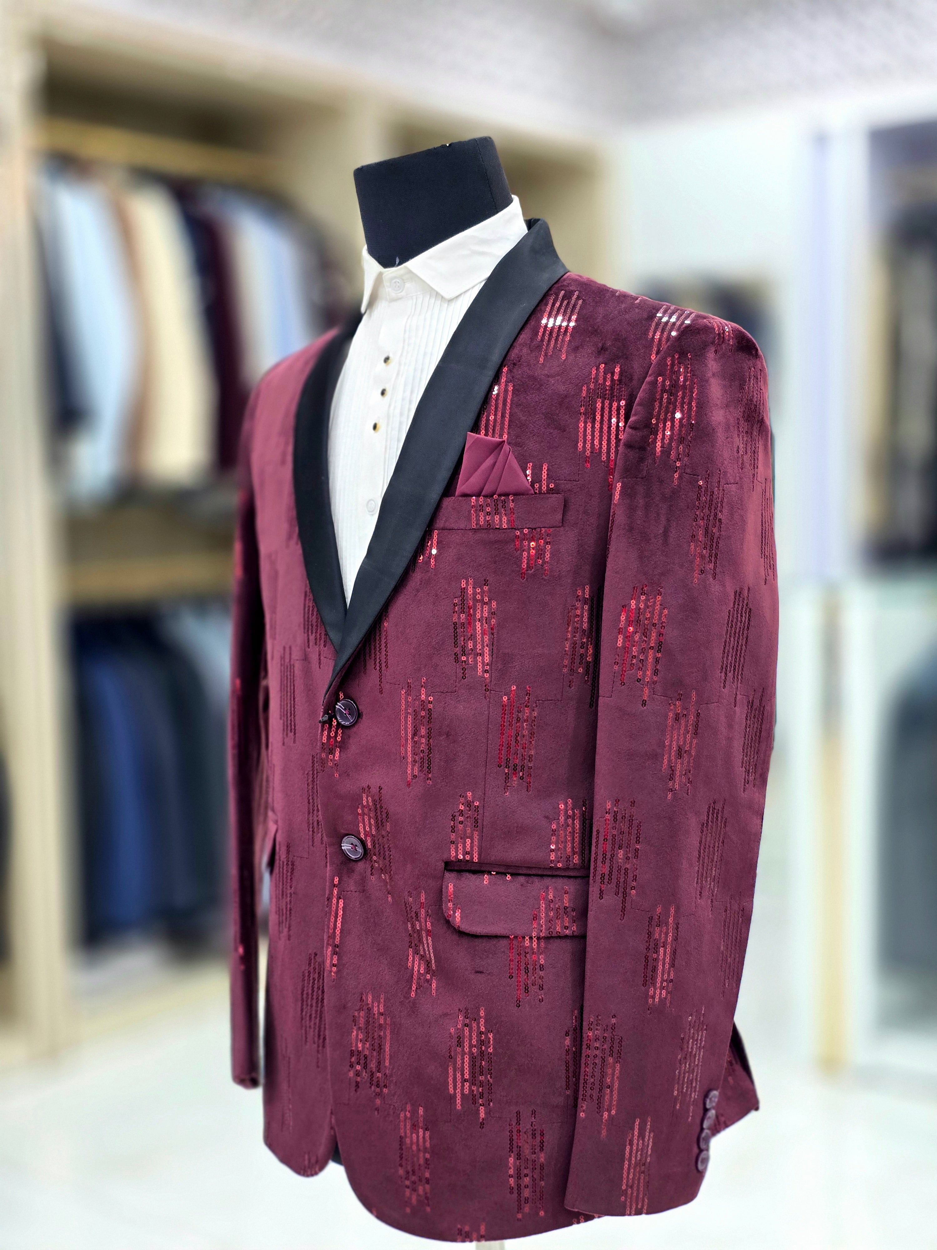 Velvet wine colour designer blazer