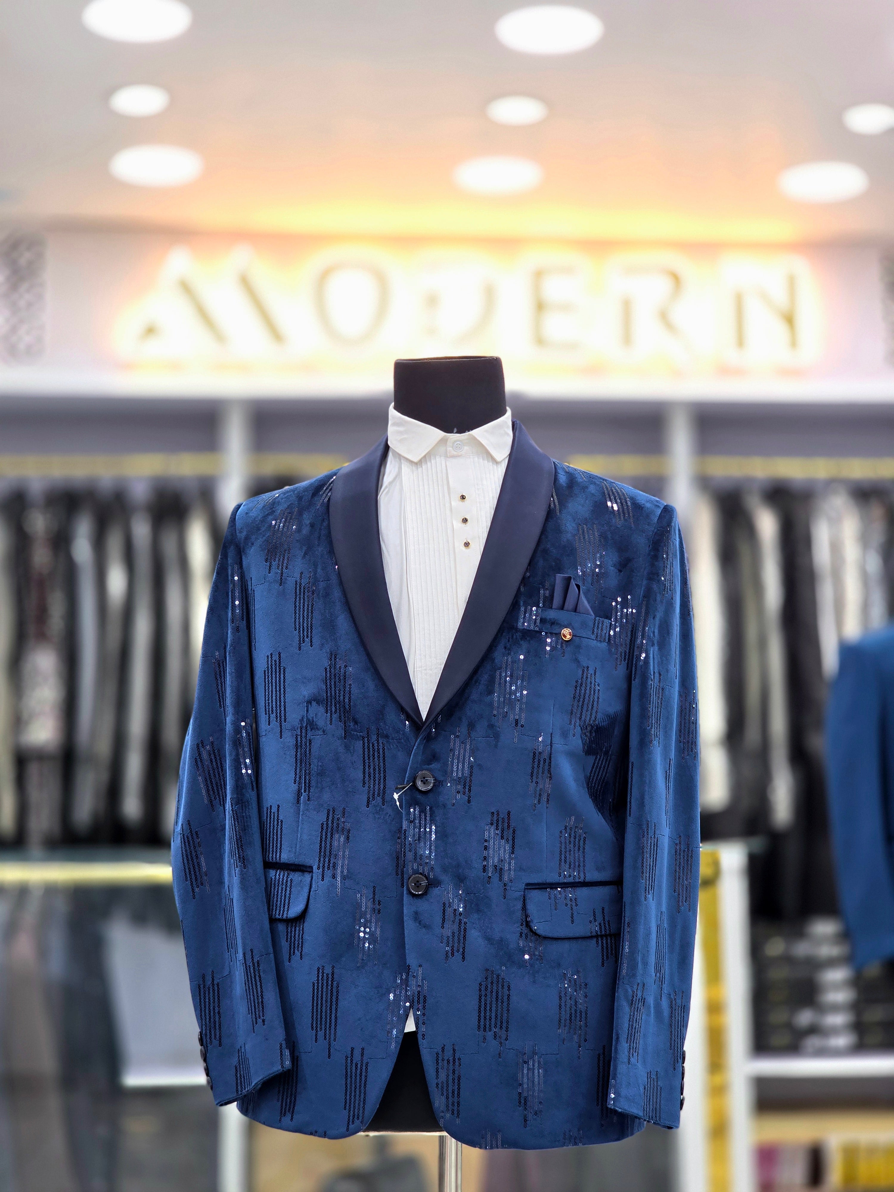 Velvet blue colour designer blazer