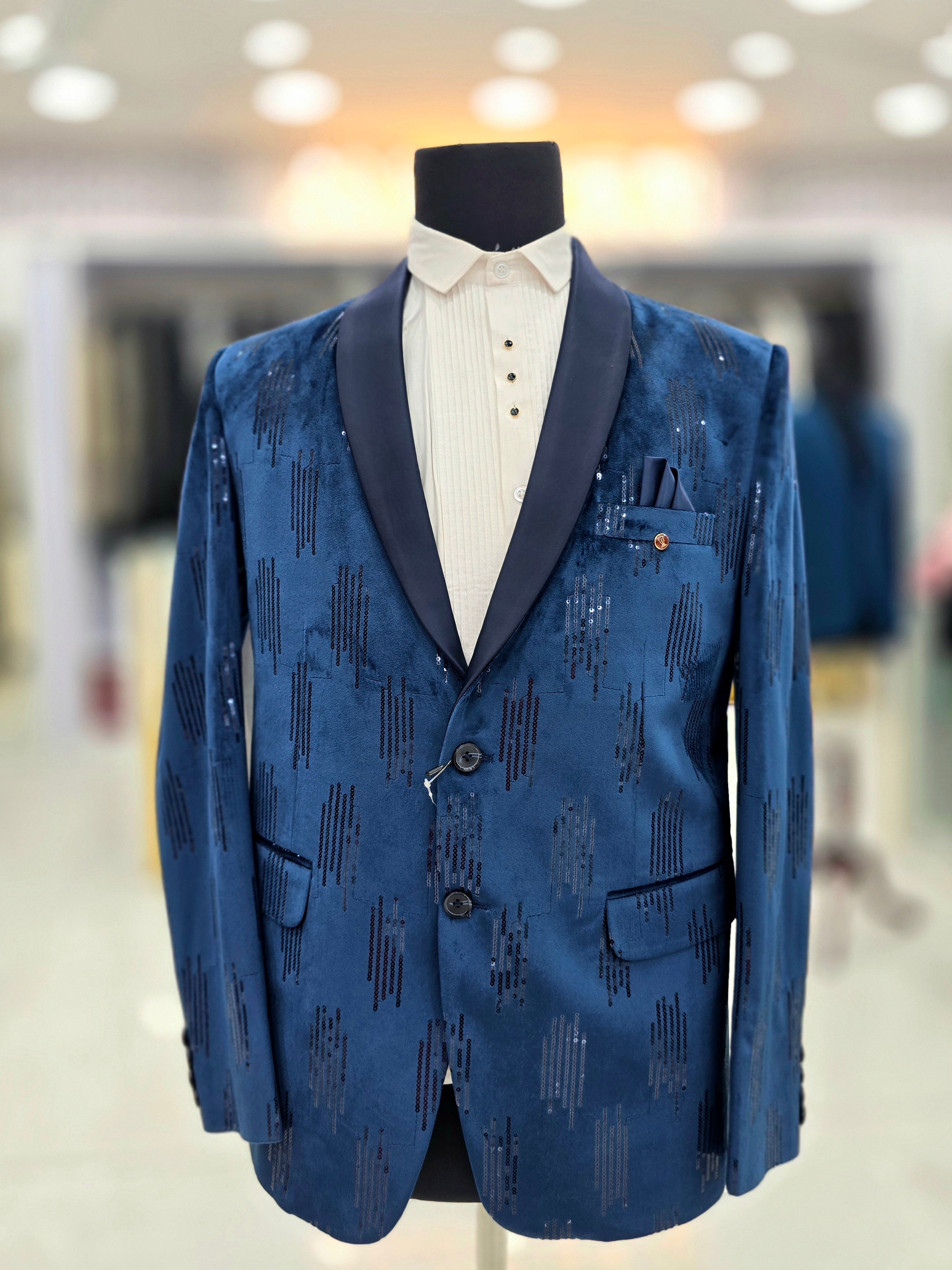 Velvet blue colour designer blazer
