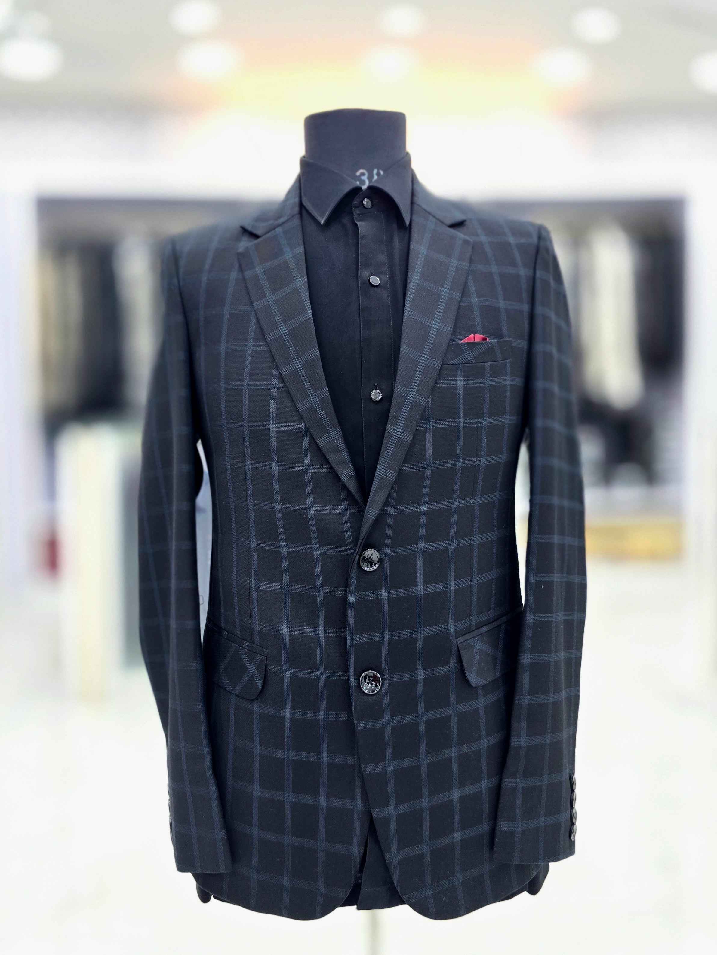 Formal classic English brown coloured blazer with check pattern