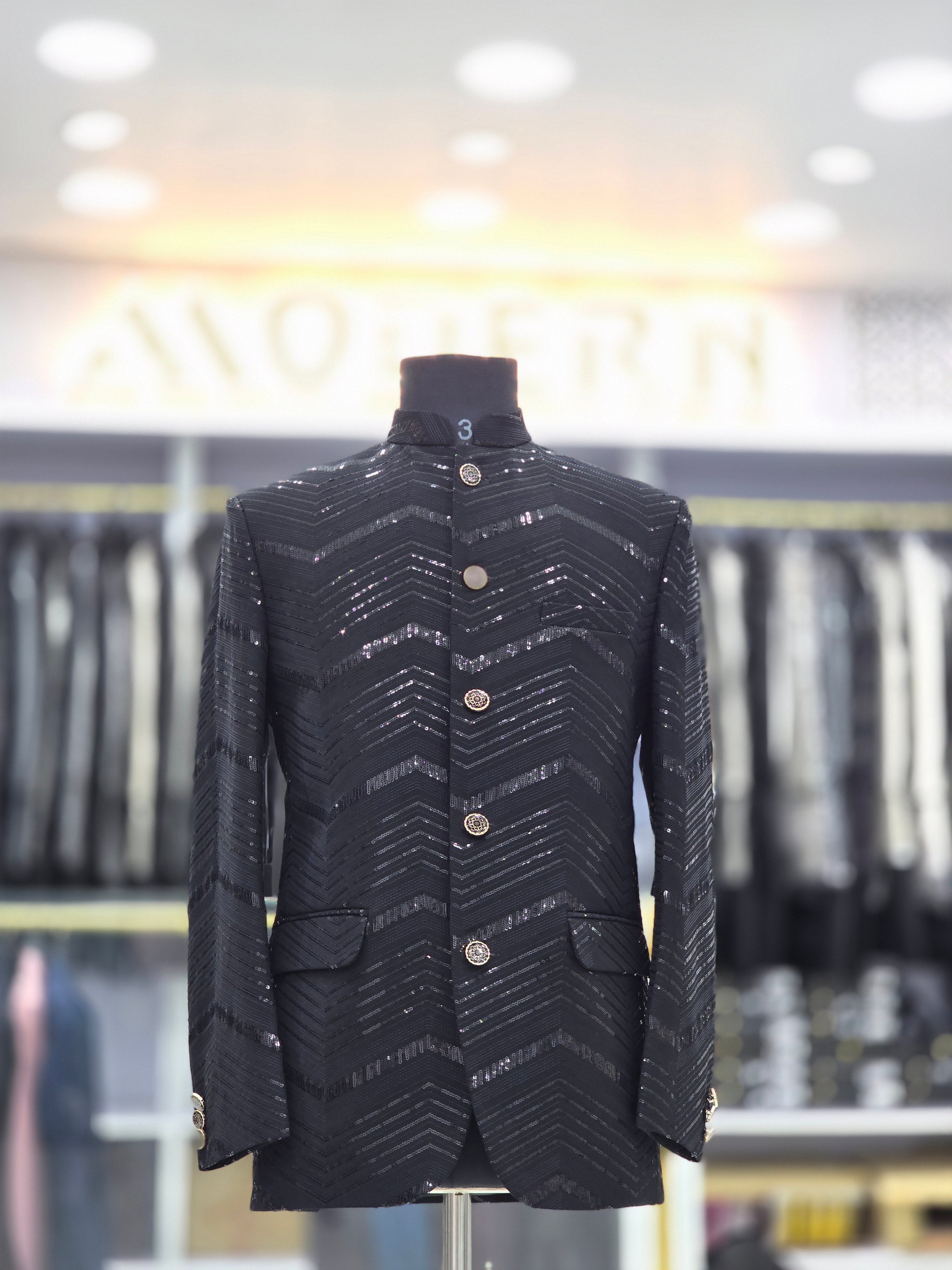 Stylish black party wear Jodhpuri blazer