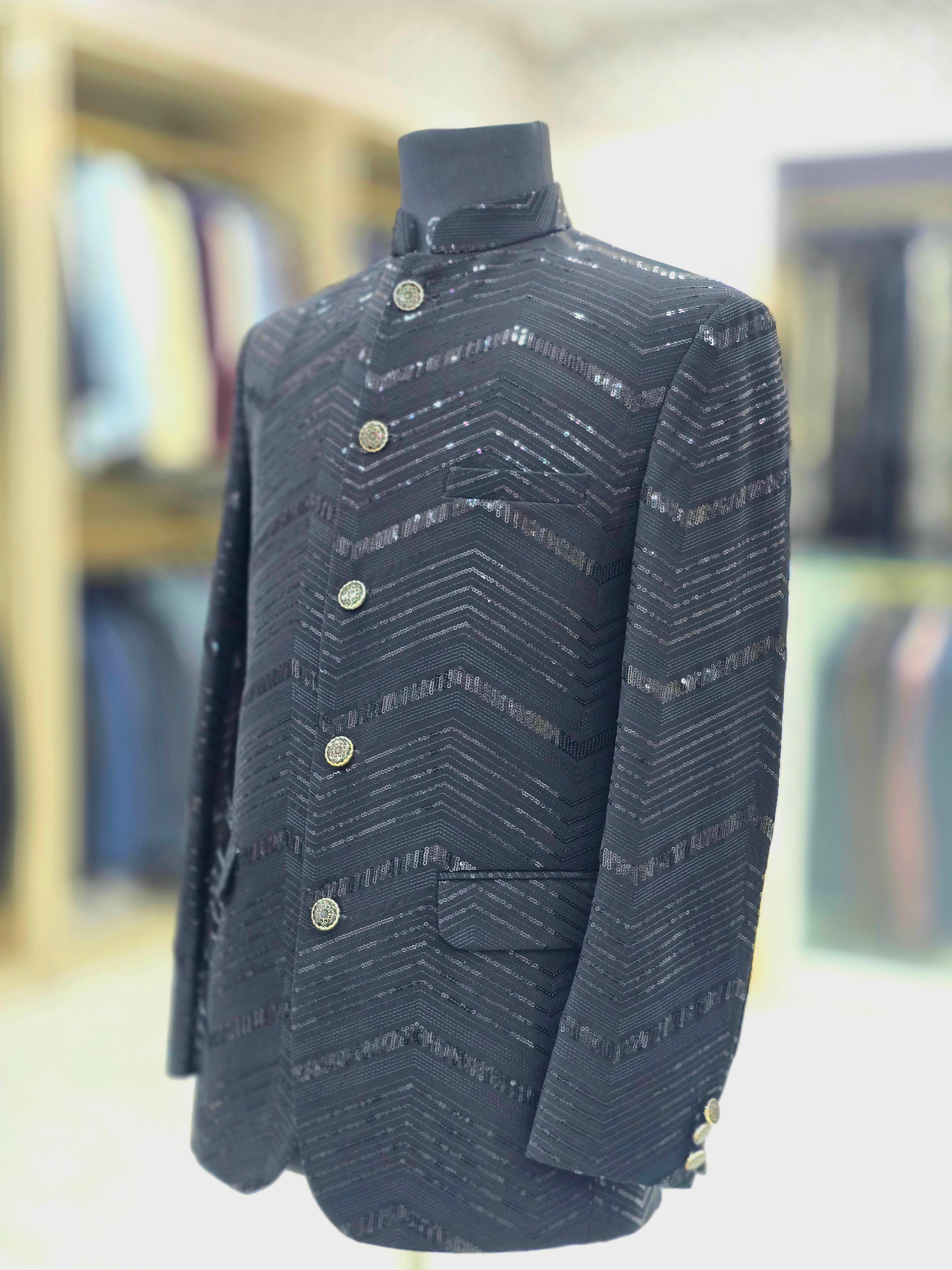 Stylish black party wear Jodhpuri blazer