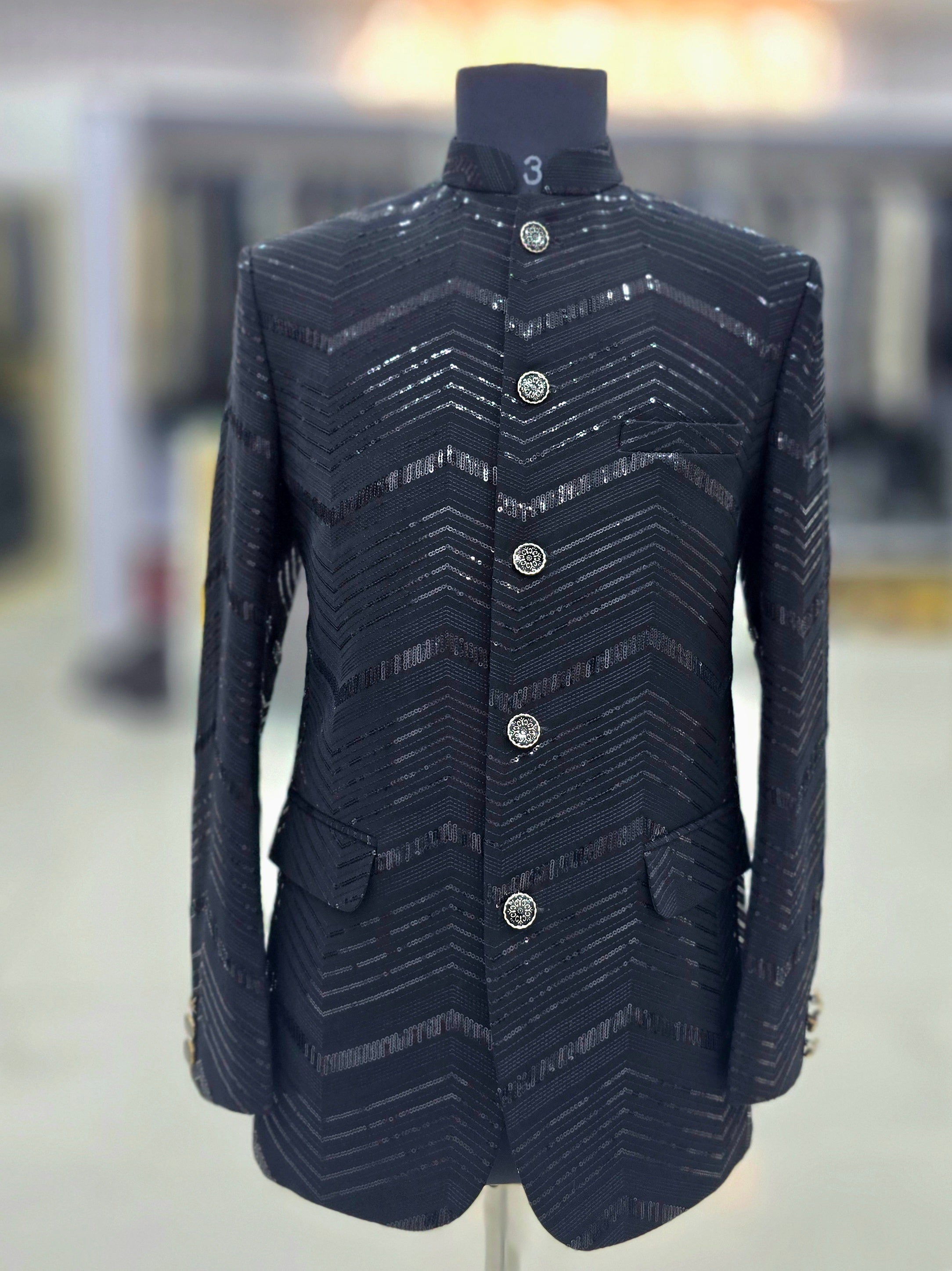 Stylish black party wear Jodhpuri blazer