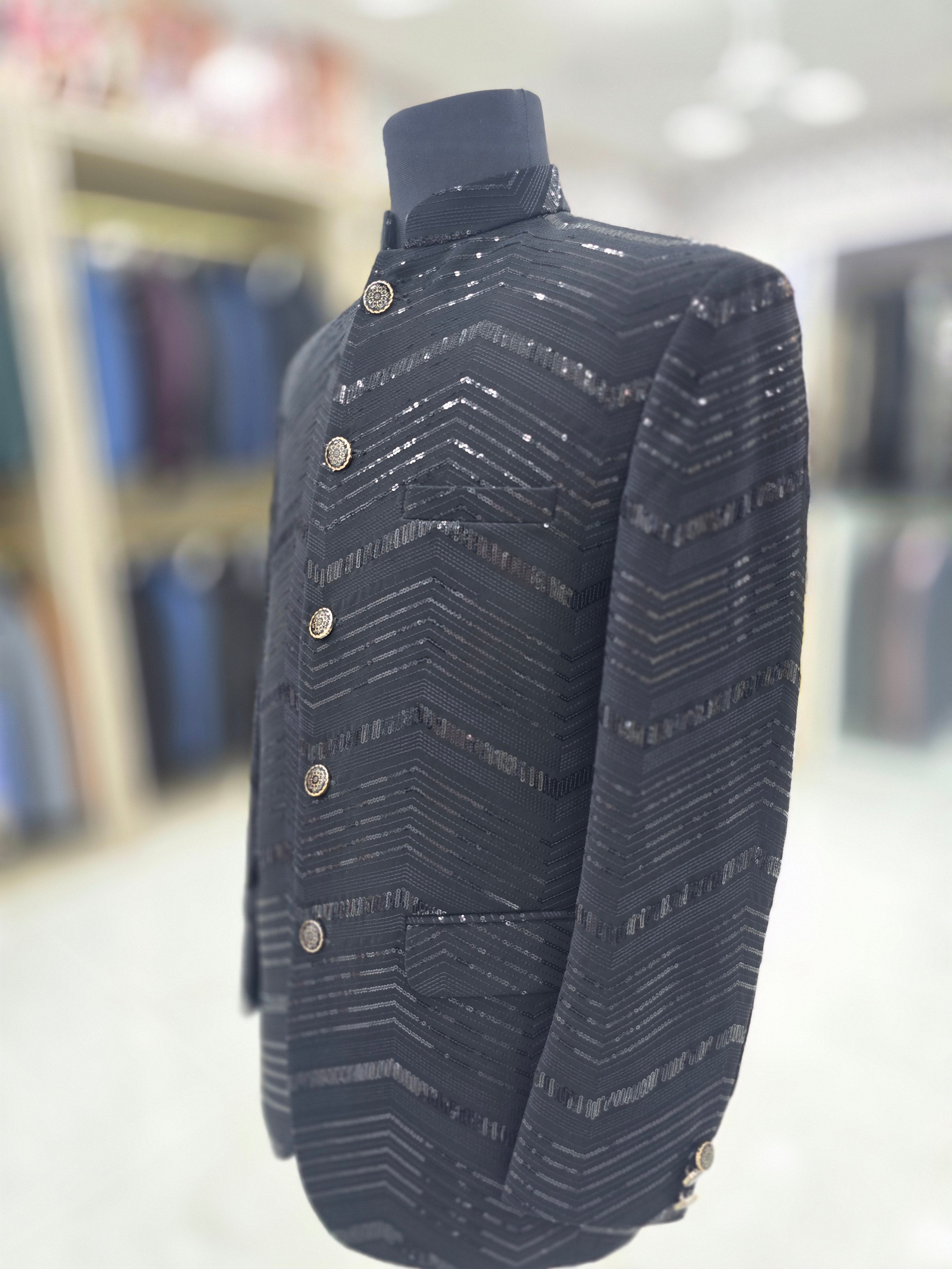 Stylish black party wear Jodhpuri blazer
