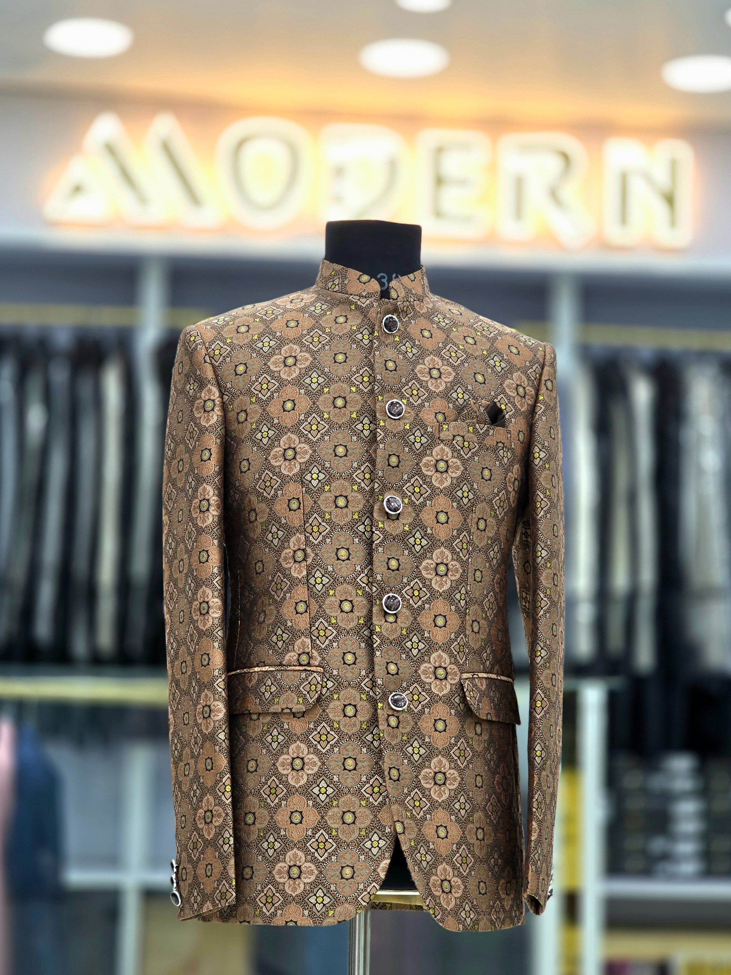 Royal Rajasthani colour block pattern designer Jodhpuri blazer