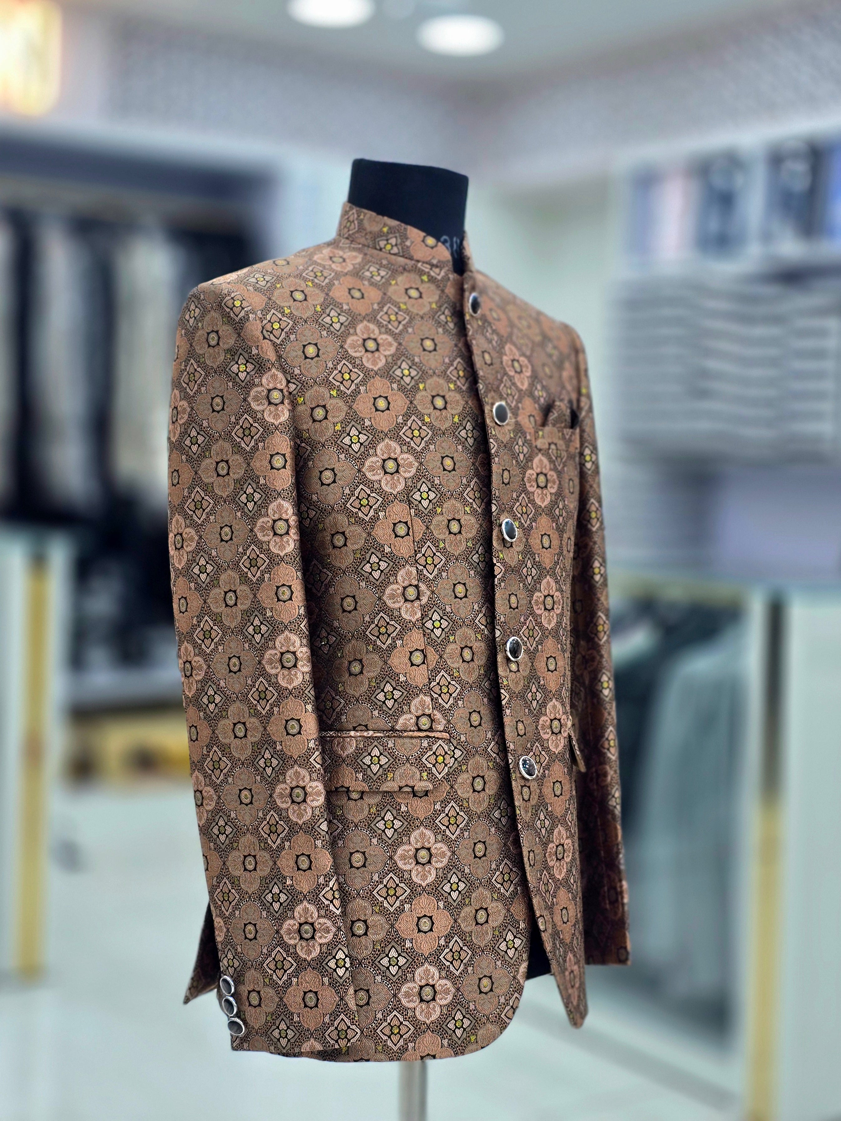 Royal Rajasthani colour block pattern designer Jodhpuri blazer