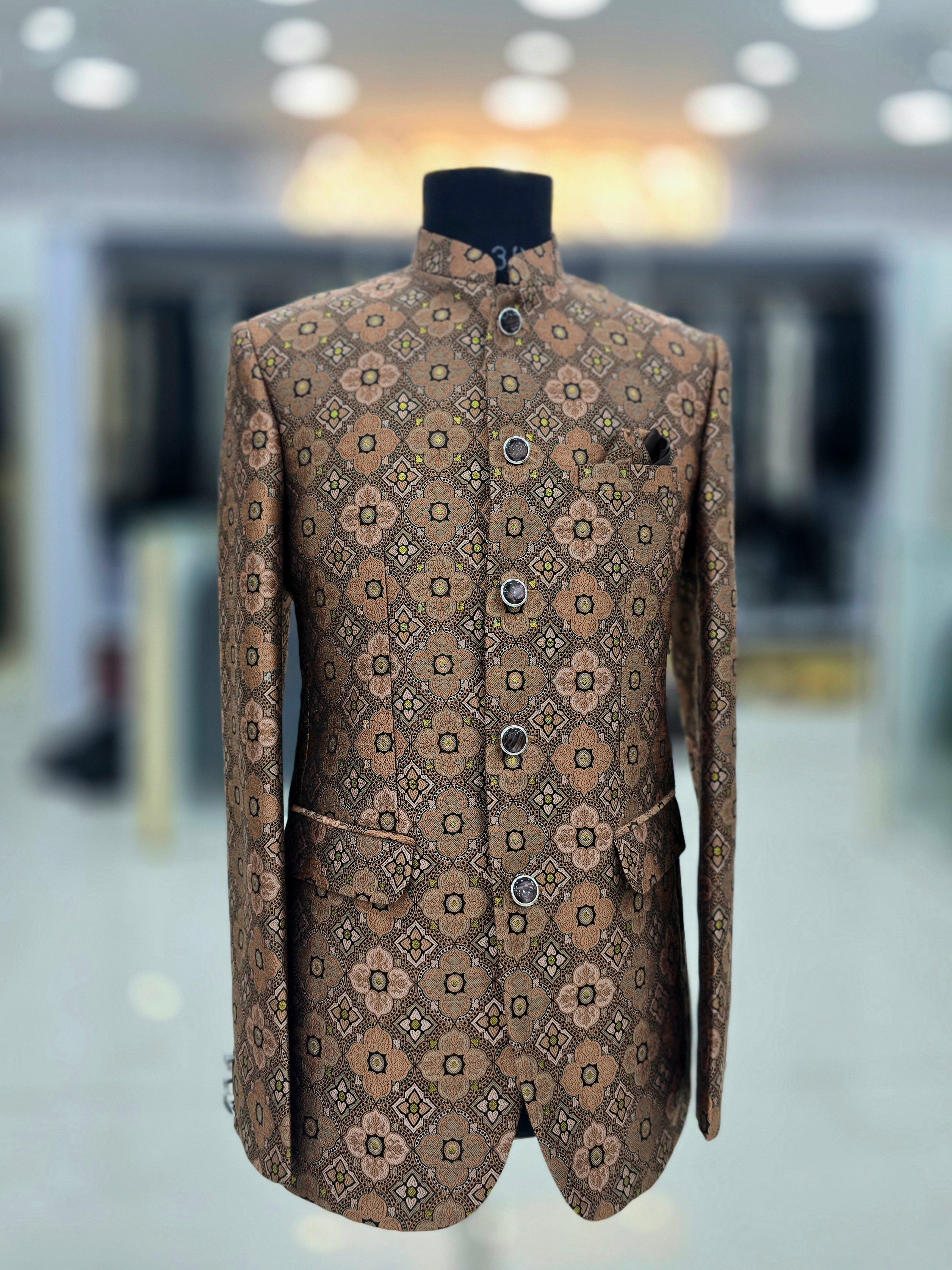 Royal Rajasthani colour block pattern designer Jodhpuri blazer