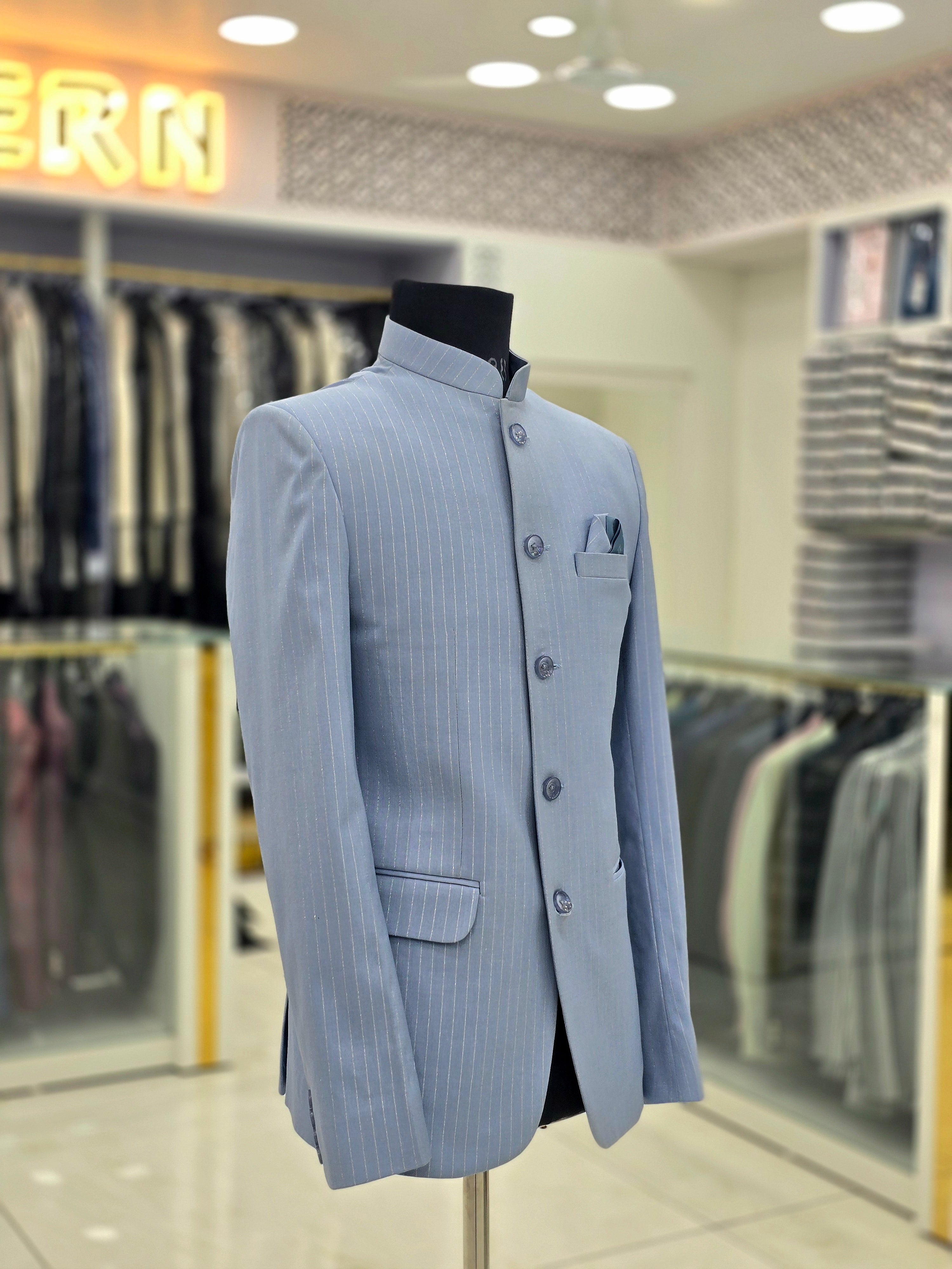 Classics sky blue coloured lining Jodhpuri blazer